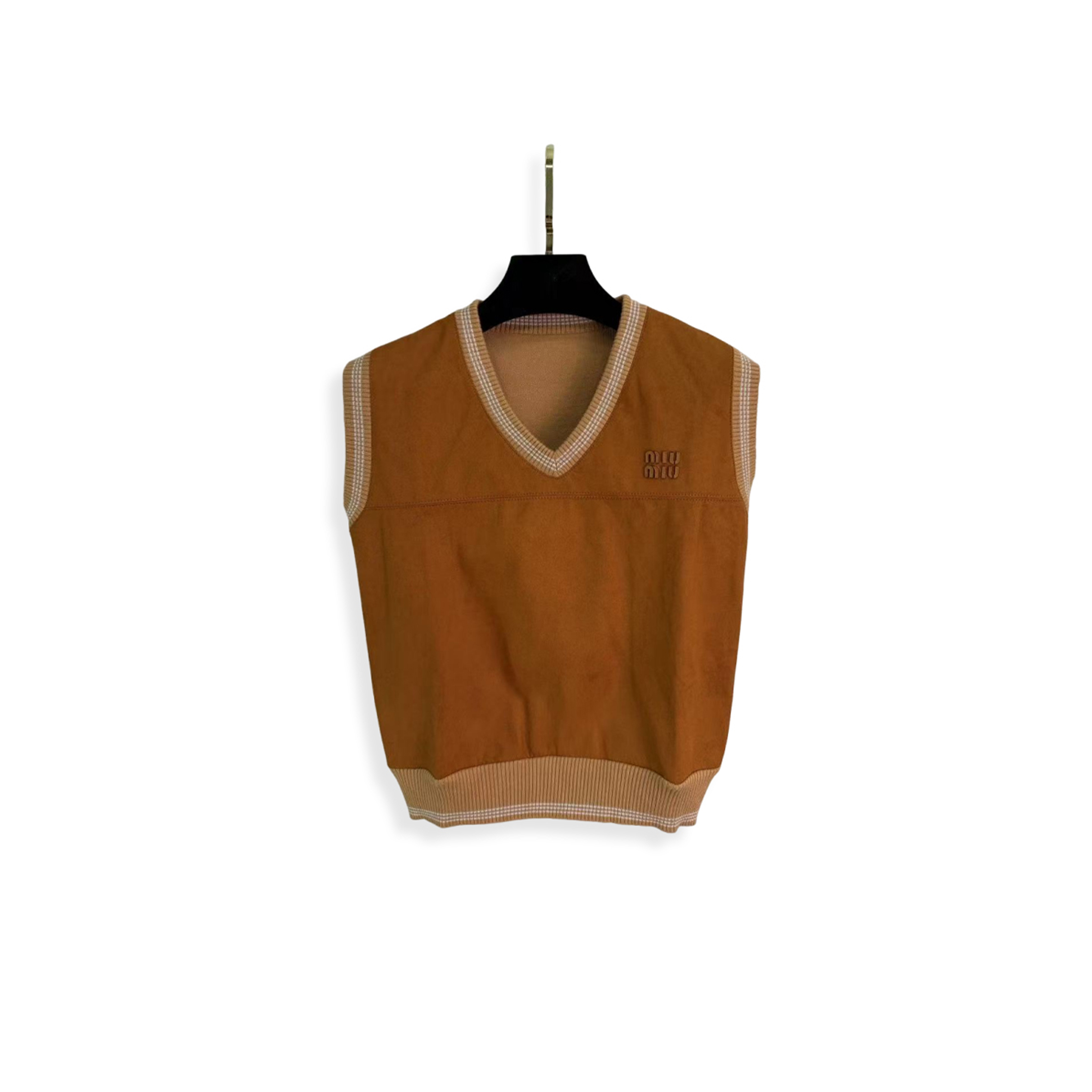 MIU MIU WOOL AND SUEDE VEST 